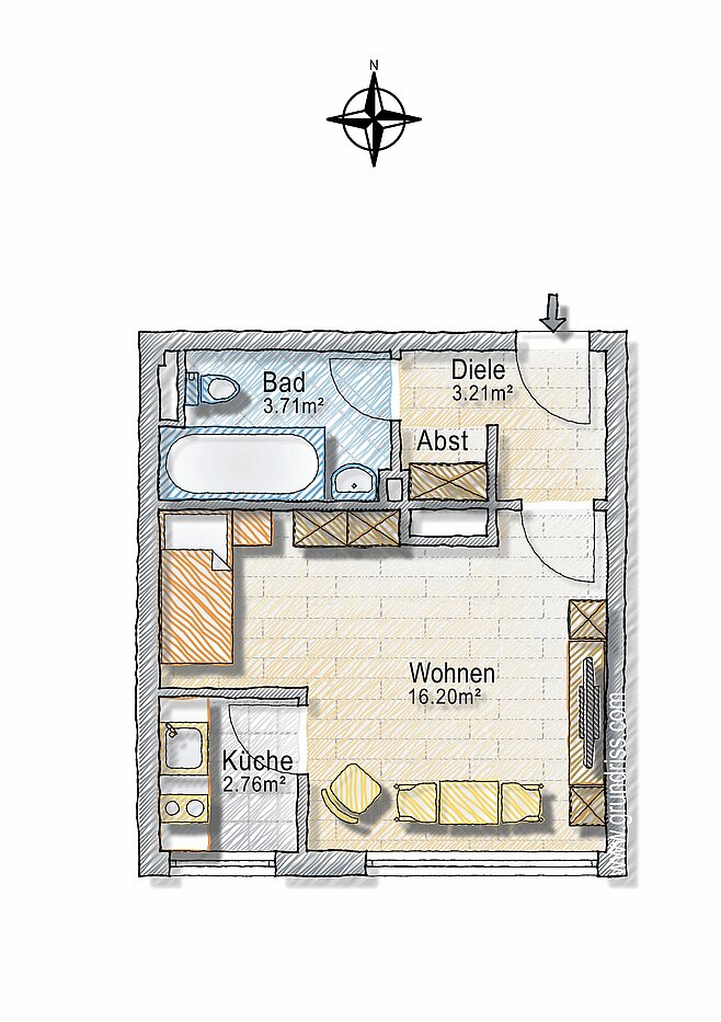 公寓 与 1 房间 | München-Haidhausen | 70242 | - nicht maßstabsgetreu -