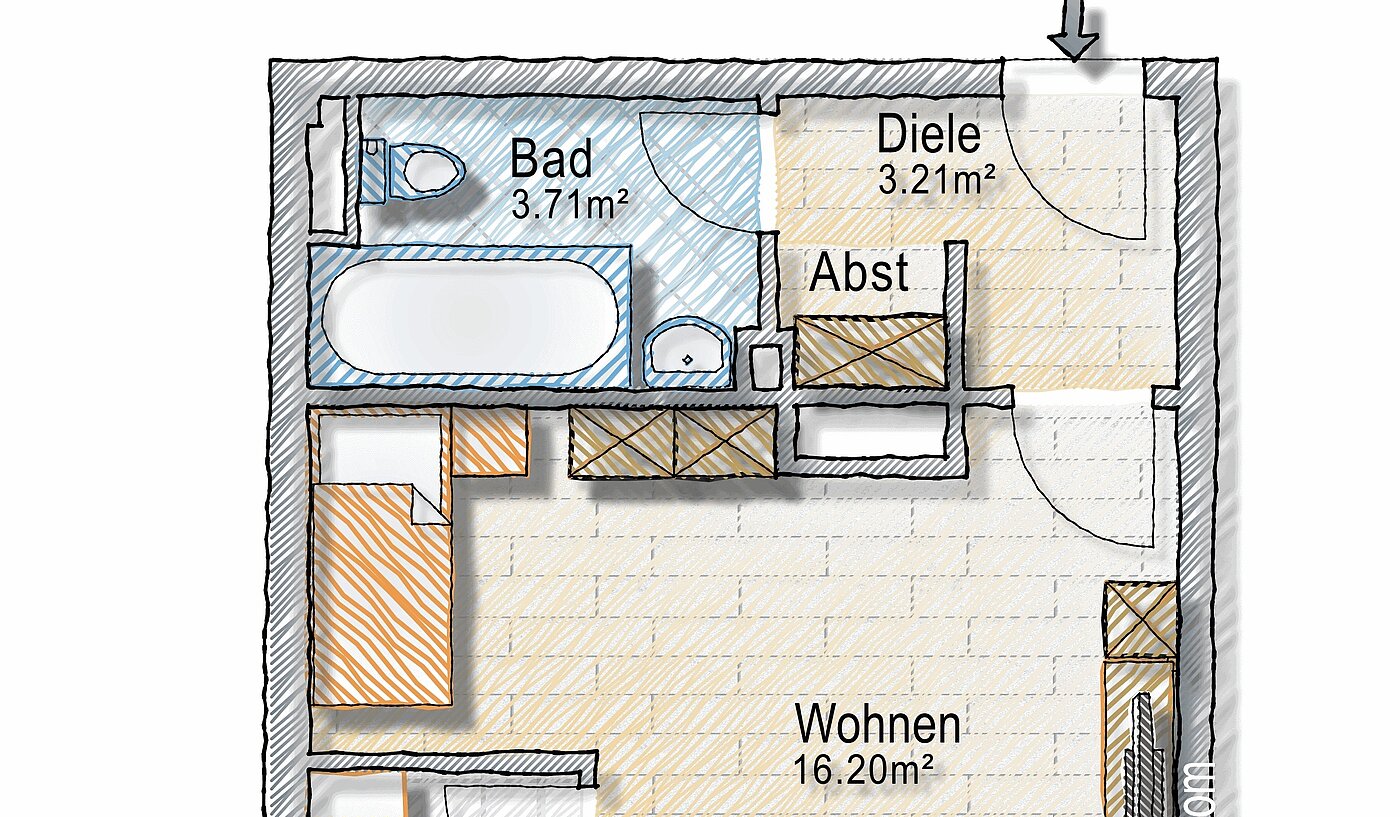 公寓 与 1 房间 | München-Haidhausen | 70242 | - nicht maßstabsgetreu -