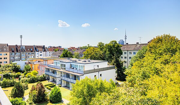 多层公寓 与 1 房间 | München-Milbertshofen | 704371 | Grüne Außenansicht