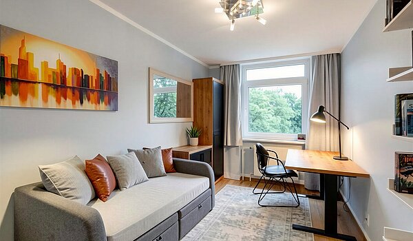 多层公寓 与 4 房间 | München-Aubing | 70276 | KI-generiertes Möblierungsbeispiel