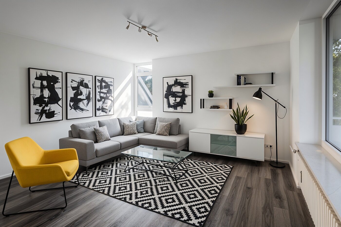 高架层 与 1 房间 | München-Obermenzing | 70282 | KI-generiertes Möblierungsbeispiel