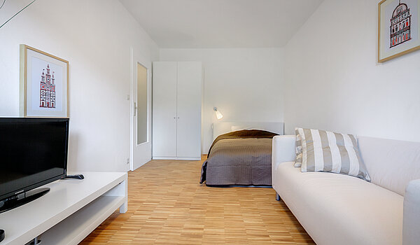 公寓 与 1 房间 | München-Sendling | 70389 | Möblierungsvorschlag : Wohn- und Schlafbereich