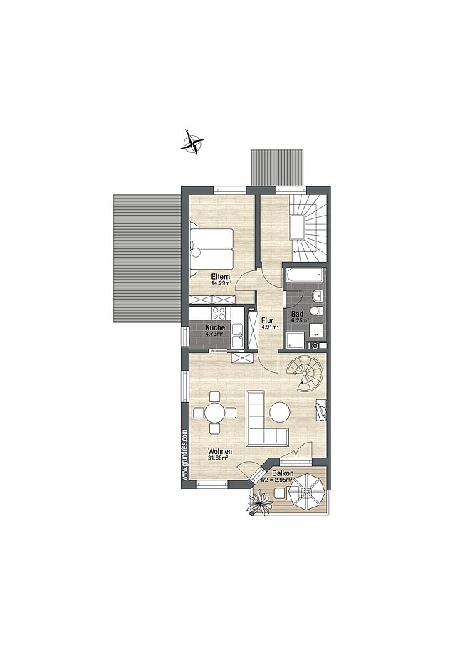 复式公寓 与 3.5 房间 | München-Trudering | 70238 | Nicht maßstabsgetreu