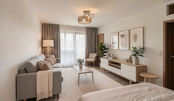 公寓 与 1 房间 | München-Laim | 70503 | - Wohnzimmer, Skandinavisch - (KI generiert)