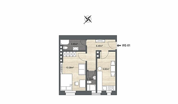 多层公寓 与 1.5 房间 | München-Neuhausen | 70473 | - nicht maßstabsgetreu -
