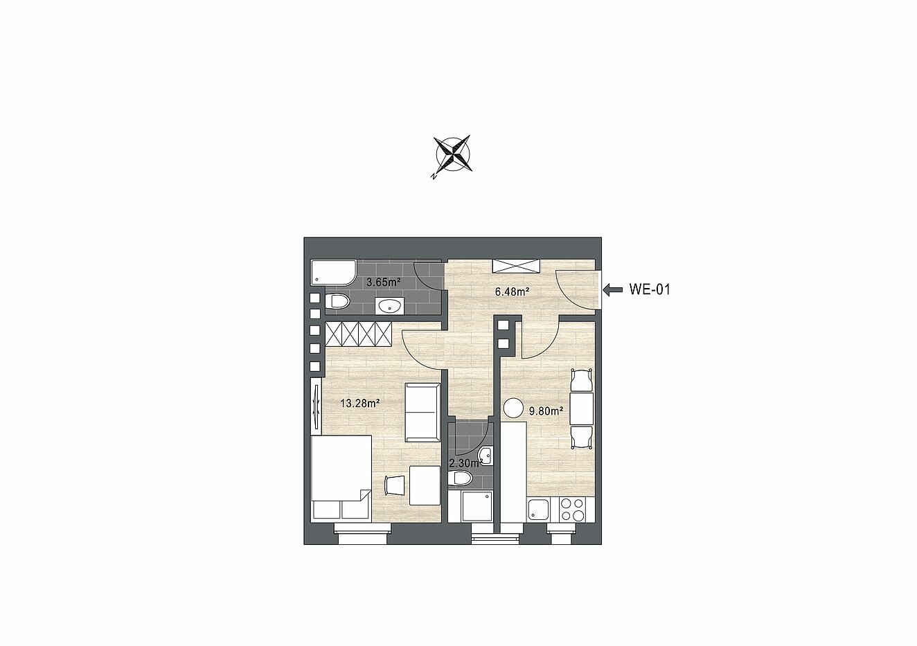 多层公寓 与 1.5 房间 | München-Neuhausen | 70473 | - nicht maßstabsgetreu -