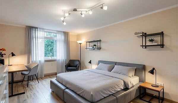 多层公寓 与 4 房间 | München-Aubing | 70276 | KI-generiertes Möblierungsbeispiel