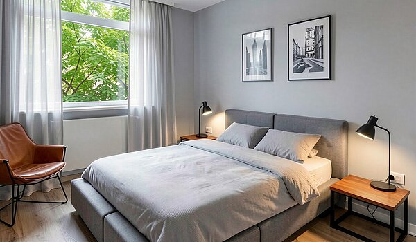 多层公寓 与 4 房间 | München-Aubing | 70276 | KI-generiertes Möblierungsbeispiel
