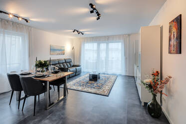 明亮的三室公寓，全新家具